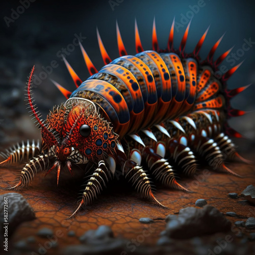 caterpillar on a black background © Andrii Yablonskyi