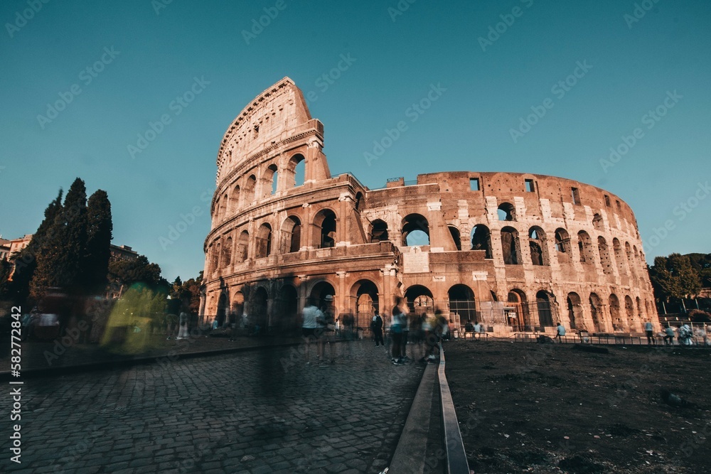 Beautiful view of the splendid and magnificent Coliseum in Rome, Italy