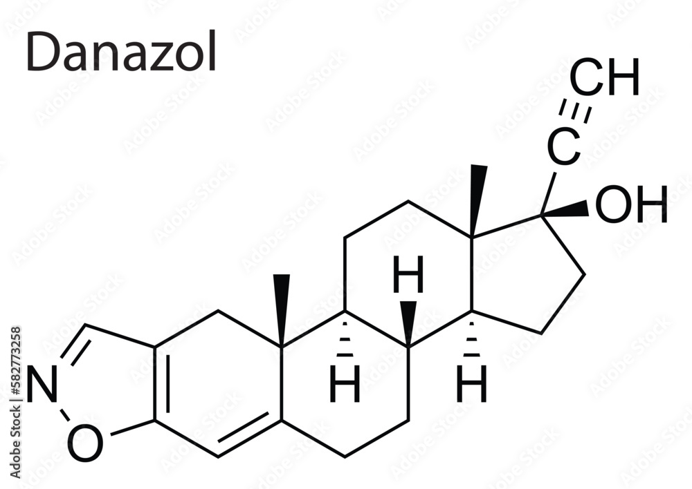 Vector of the chemical structure of Danazol anabolic-androgenic steroid Vector of the chemical structure of Danazol anabolic-androgenic steroid