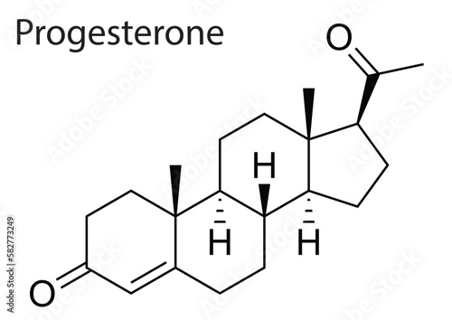 Vector of molecular structure of Progesterone human steroid