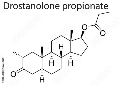 Vector of the chemical structure of Drostanolone propionate anabolic-androgenic steroid