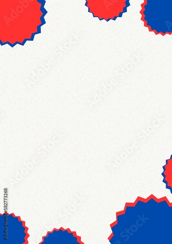 Blue and Red A4 invitation happy celebrations card with stars bubbles