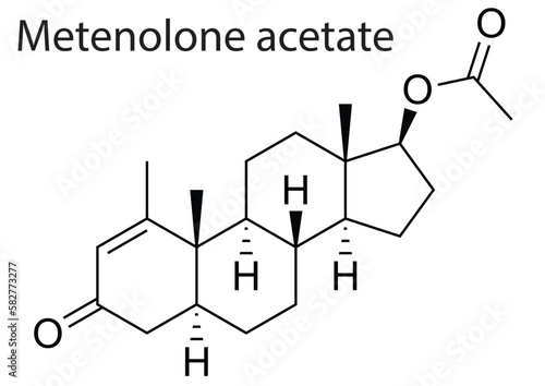 Vector of the chemical structure of Metenolone acetate anabolic-androgenic steroid