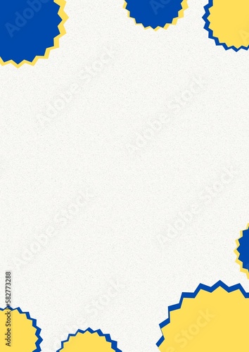 Blue and Yellow A4 invitation happy celebrations card with stars bubbles