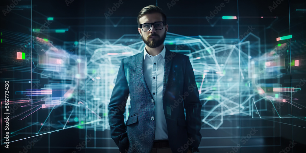 Virtual assistant technology for analyze big data and complex information.System intelligence for smart work.digital management program.ai generated images Virtual assistant technology for analyze big data and complex information.System intelligence for smart work.digital management program.ai generated images