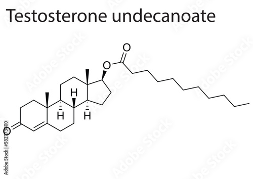 Vector of the chemical structure of Testosterone undeconoate anabolic-androgenic steroid