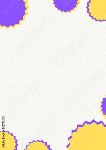 Purple and Yellow A4 invitation happy celebrations card with stars bubbles