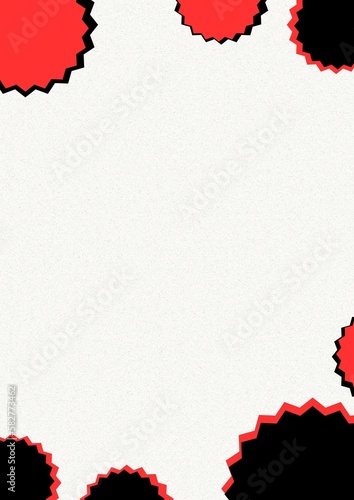 Red and black A4 invitation happy celebrations card with stars bubbles