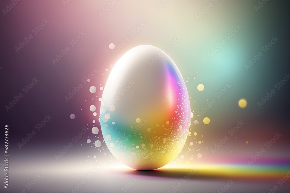Fantasy Spectral Easter Egg in Fantasy Fairy Mist Background with flowers festive background for decorative design