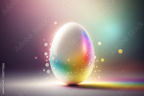 Fantasy Spectral Easter Egg in Fantasy Fairy Mist Background with flowers festive background for decorative design
