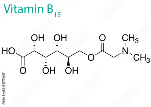 Illustration of a Vitamin B15 molecule isolated on a white background