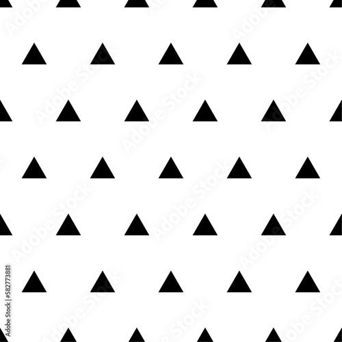 Triangle seamless pattern. Repeating small black triangular isolated on white background. Repeated texture for design prints. Сute shape lattice. Repeat abstract monochrome spots. Vector illustration