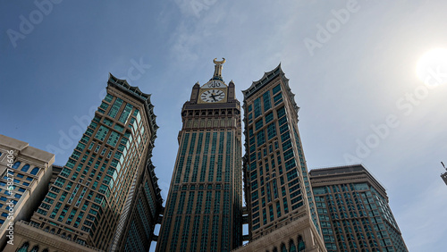 MECCA, SAUDI ARABIA-march 7, 2023: Skyline with Abraj Al Bait (Royal Clock Tower Makkah) in Mecca, Saudi Arabia.