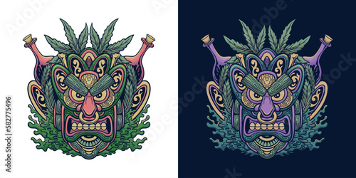 Vector set of Hawaii tiki mask illustration design
