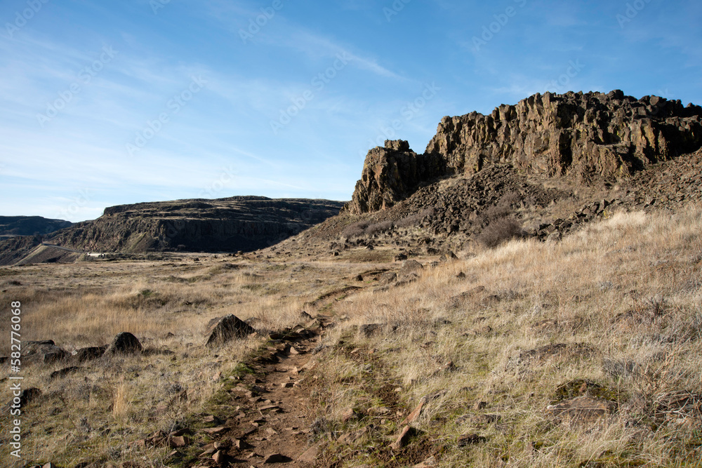 Hiking Trail at Horsethief Butte, in the Eastern Columbia Gorge, Washington, Taken in Winter Hiking Trail at Horsethief Butte, in the Eastern Columbia Gorge, Washington, Taken in Winter