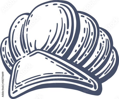 Chef hat. Vector sketch cook cap. Graphic hand drawn art. Restaurant cafe uniform of kitchen staff