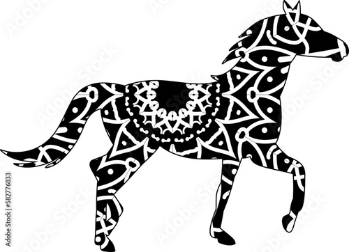 Fototapeta Naklejka Na Ścianę i Meble -  Horse Coloring Page editable vector illustration