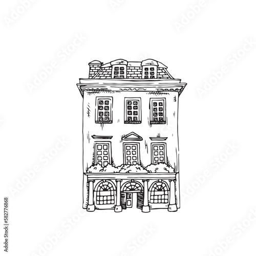 Building.Vector illustration in sketch doodle style.