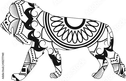 Animal mandala lion editable vector illustration