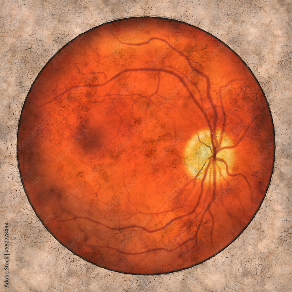 Fototapeta premium Normal eye retina, vintage-style illustration