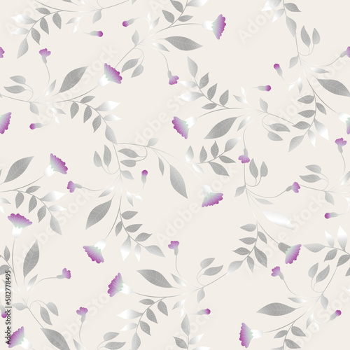 Seamless floral pattern based on traditional folk art ornaments. Colorful flowers on color background. Scandinavian style. Sweden nordic style. Vector illustration. Simple minimalistic pattern