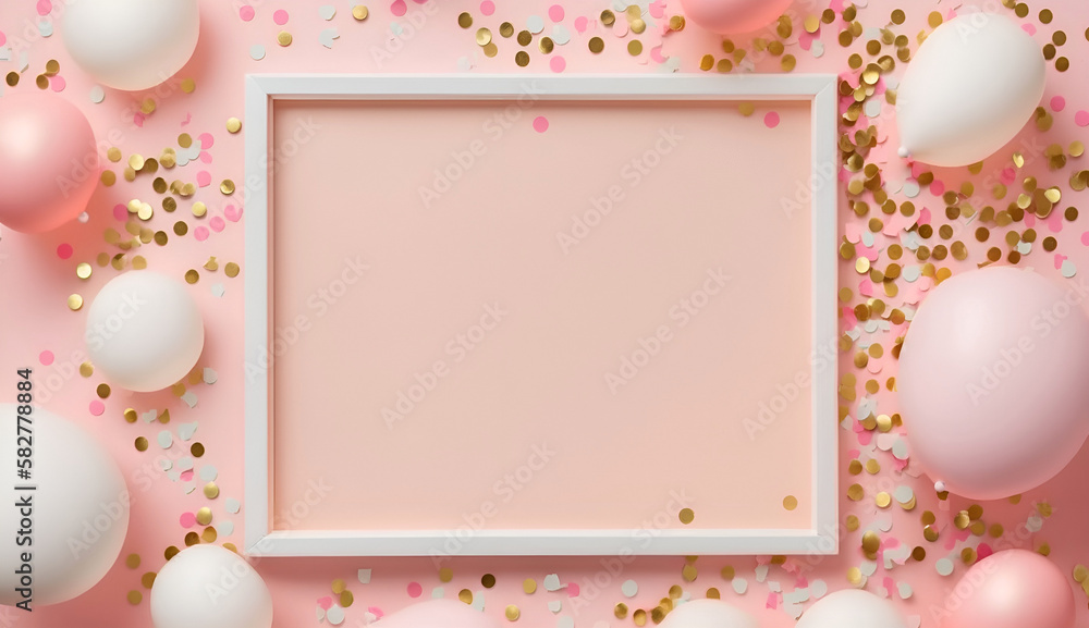 Birthday mockup with frame pastel balloons Birthday mockup with frame pastel balloons