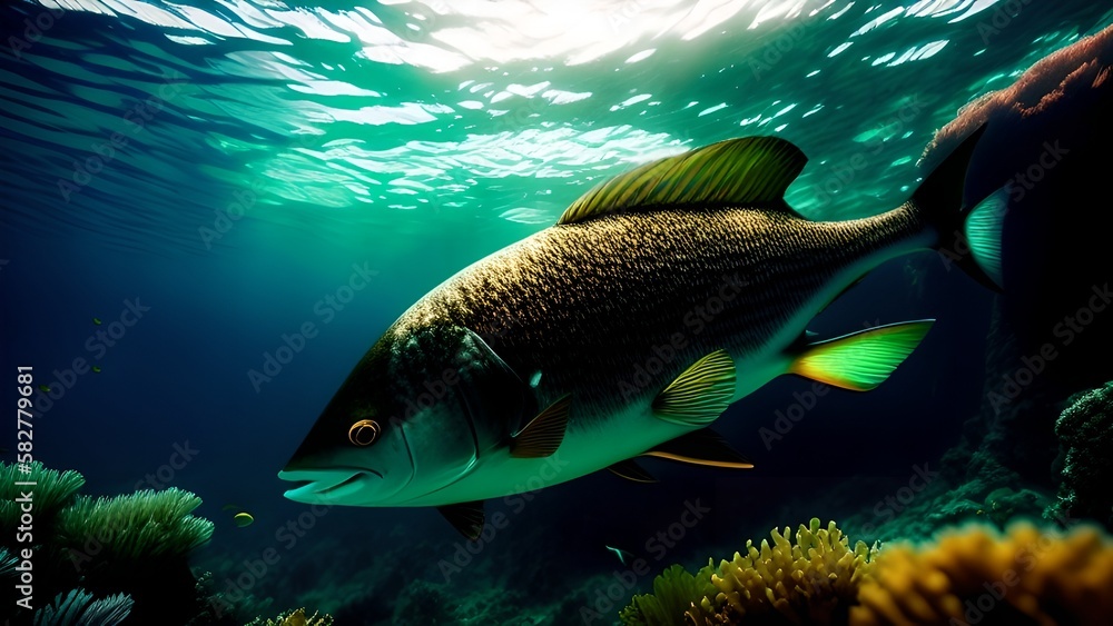 Fototapeta premium Image of fish underwater, generative AI
