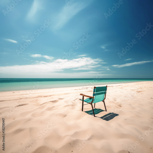 beach chair on the caribbean coast GENERATIVE AI © jechm