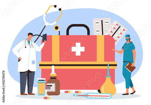 Pharmacy medicine medical drug shop pharmacist isolated concept. Vector graphic design element illustration