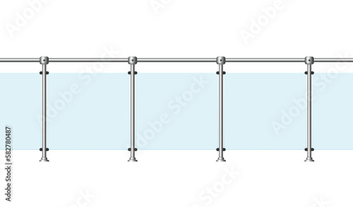 Balcony glass fence fail terrace sidewalk isolated on white background set. Vector graphic design element illustration