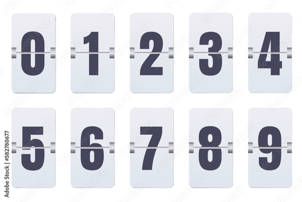 Countdown number counter time timer score isolated set. Vector flat graphic design element concept Countdown number counter time timer score isolated set. Vector flat graphic design element concept