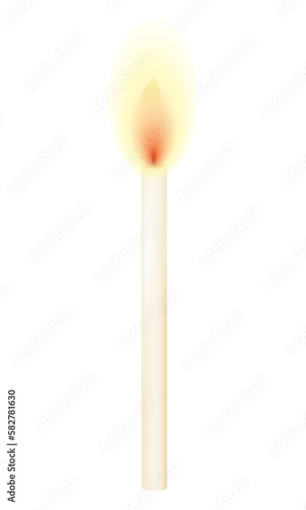 Burning wax candle. Cylinder or block of wax or tallow with a central wick that is lit to produce light as it burns. Vector illustration. Burning wax candle. Cylinder or block of wax or tallow with a central wick that is lit to produce light as it burns. Vector illustration.