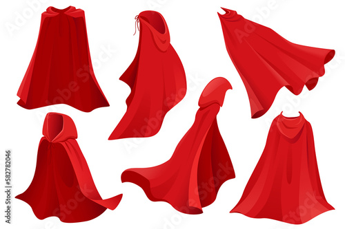 Fotografía Superhero red cape set graphic elements in flat design