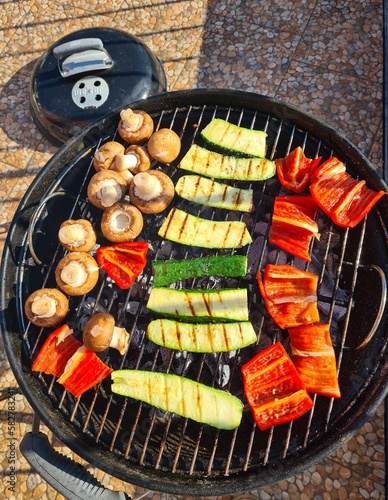 grilled vegetables on barbecue