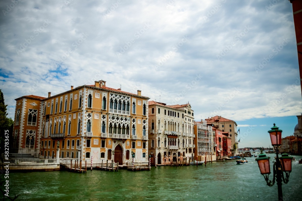 Beautiful shot of historic buildings across the canal in Venice, Italy
