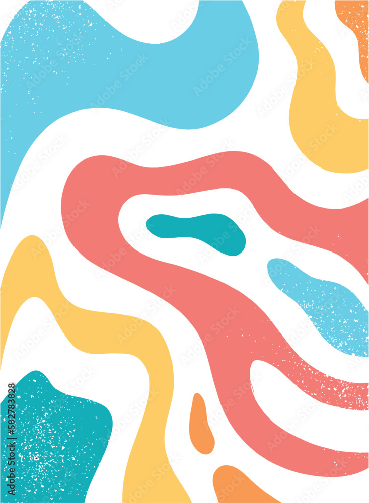 Groovy wallpaper, print, background with abstract shapes and wavy stripes. Good for social media templates, covers, cards, posters, banners, etc. EPS 10
