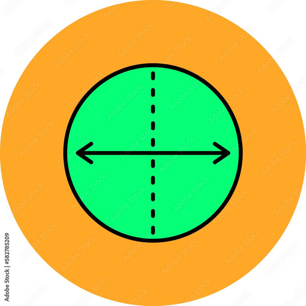 Diameter Multicolor Circle Filled Line Icon Diameter Multicolor Circle Filled Line Icon