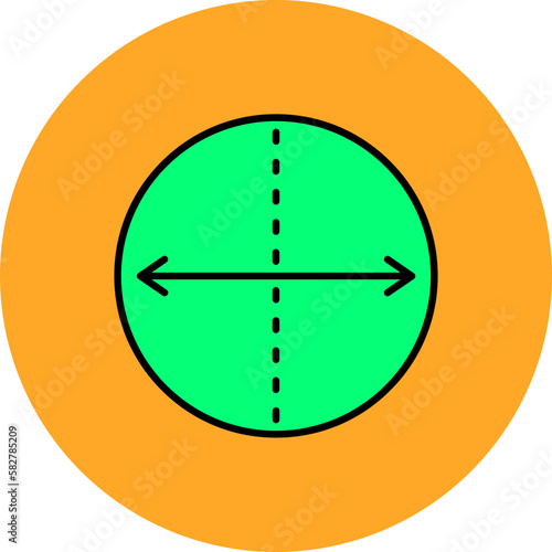 Diameter Multicolor Circle Filled Line Icon