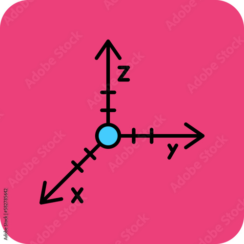 Coordinate Axis Multicolor Round Corner Filled Line Icon