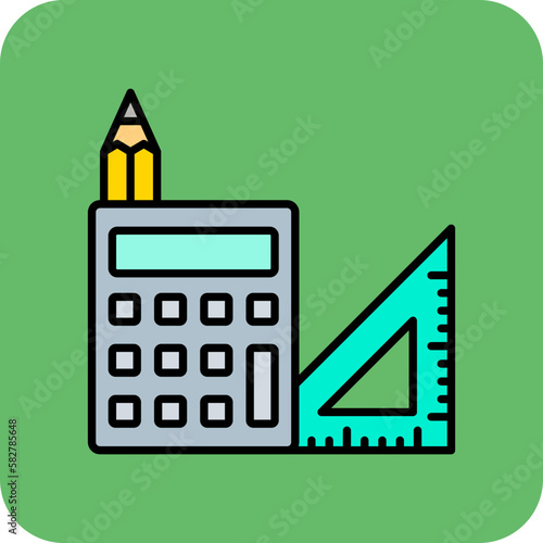 Education Multicolor Round Corner Filled Line Icon