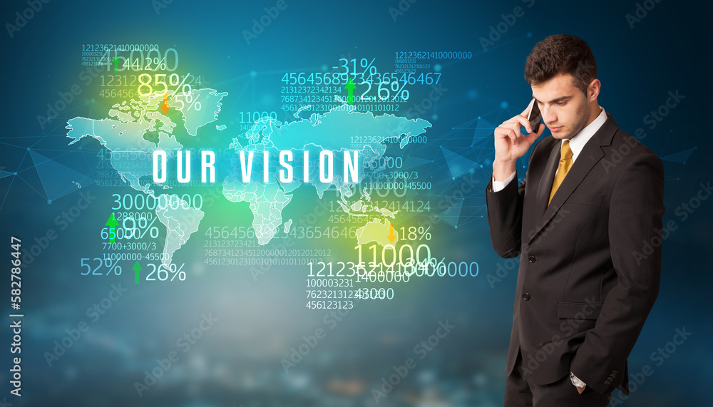 Businessman thinking about market concept Businessman thinking about market concept