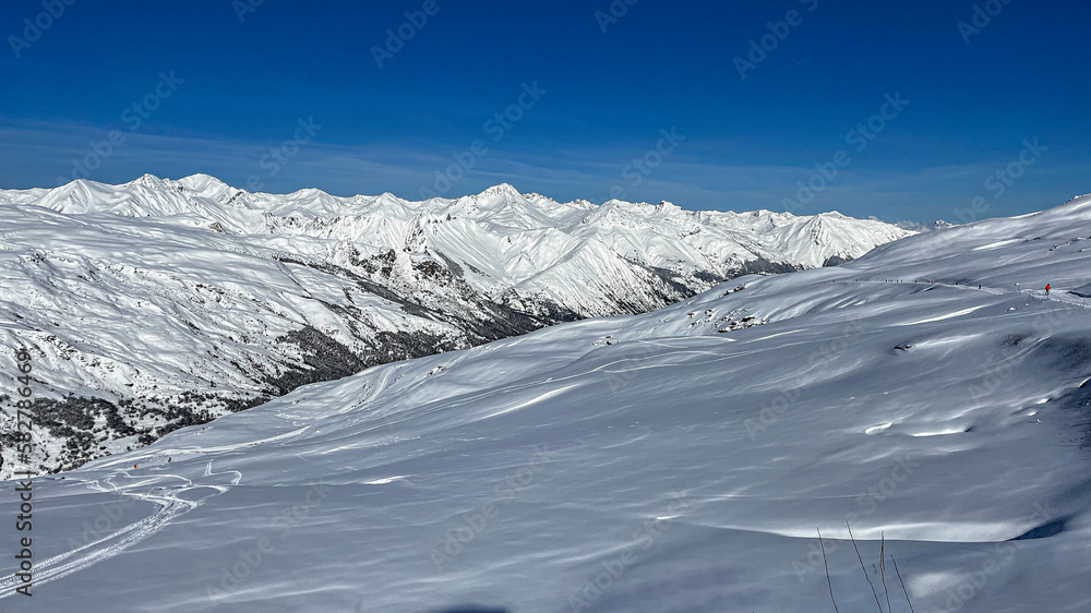 french alps in les 3 valley montain close to meribel and courchevel mont blanc