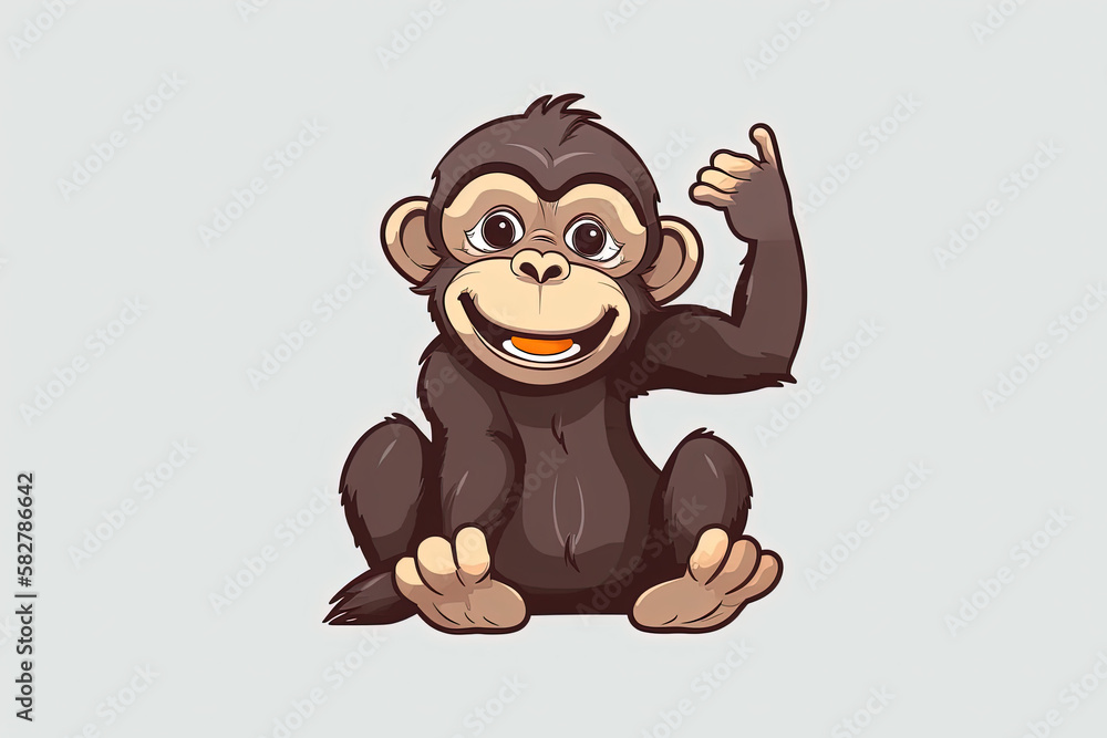Obraz premium cute chimpanzee vector illustration. Generative AI