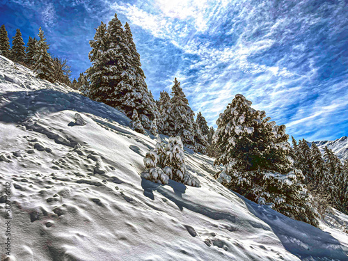 french alps in les 3 valley montain close to meribel and courchevel mont blanc photo