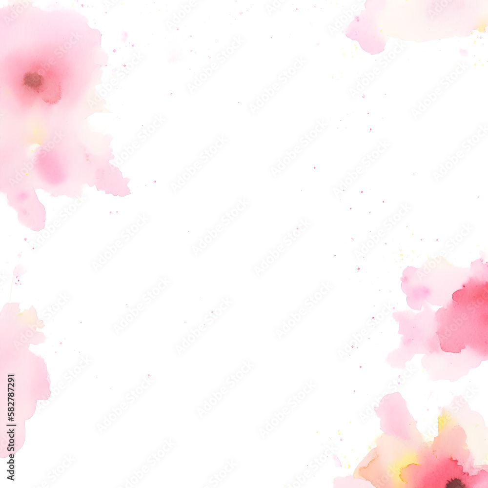 Watercolor material with soft imprint of rose flowers, space for text. generative AI