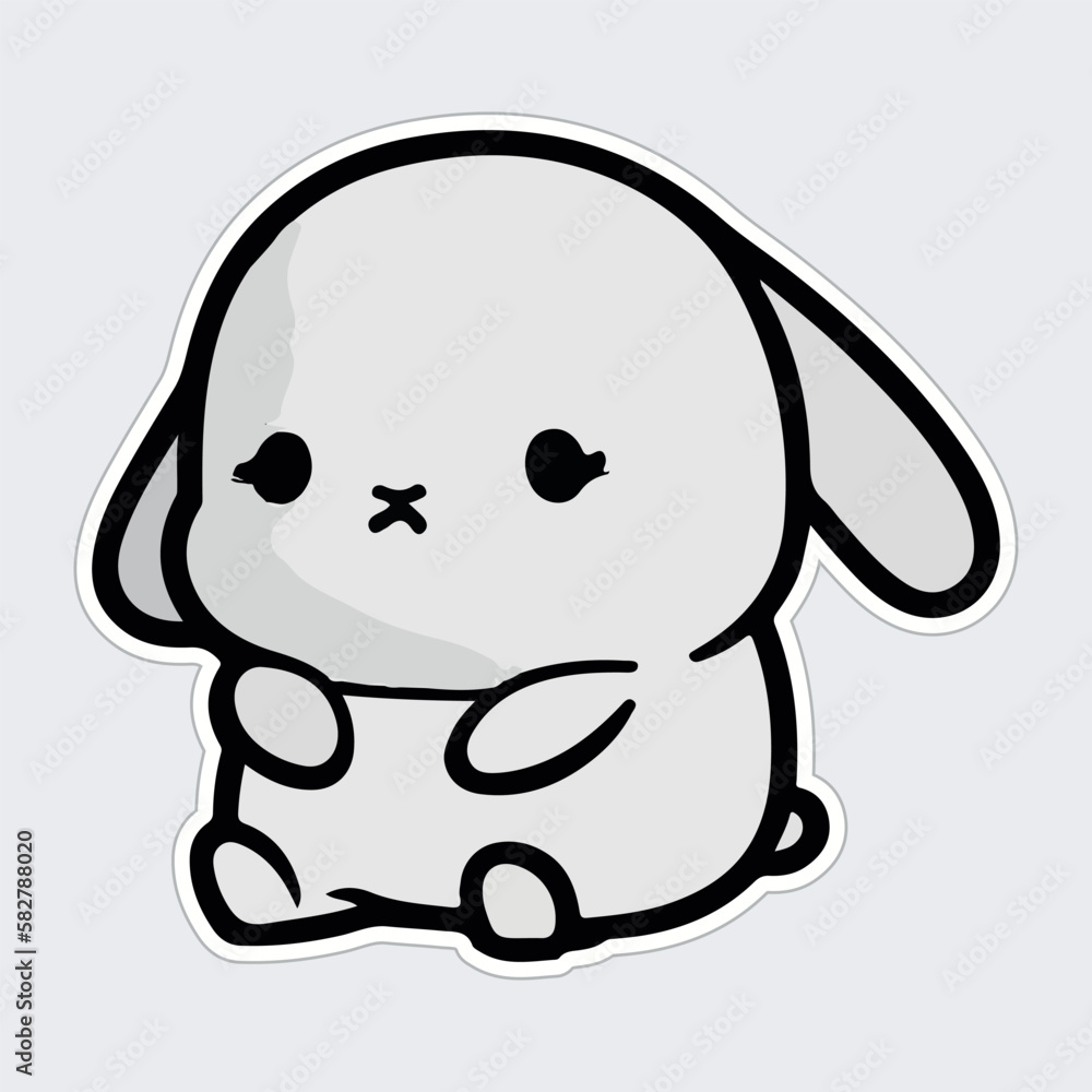 Fototapeta premium Cute little Bunny Sticker Vector illustration