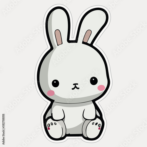 Cute little Bunny Sticker Vector illustration