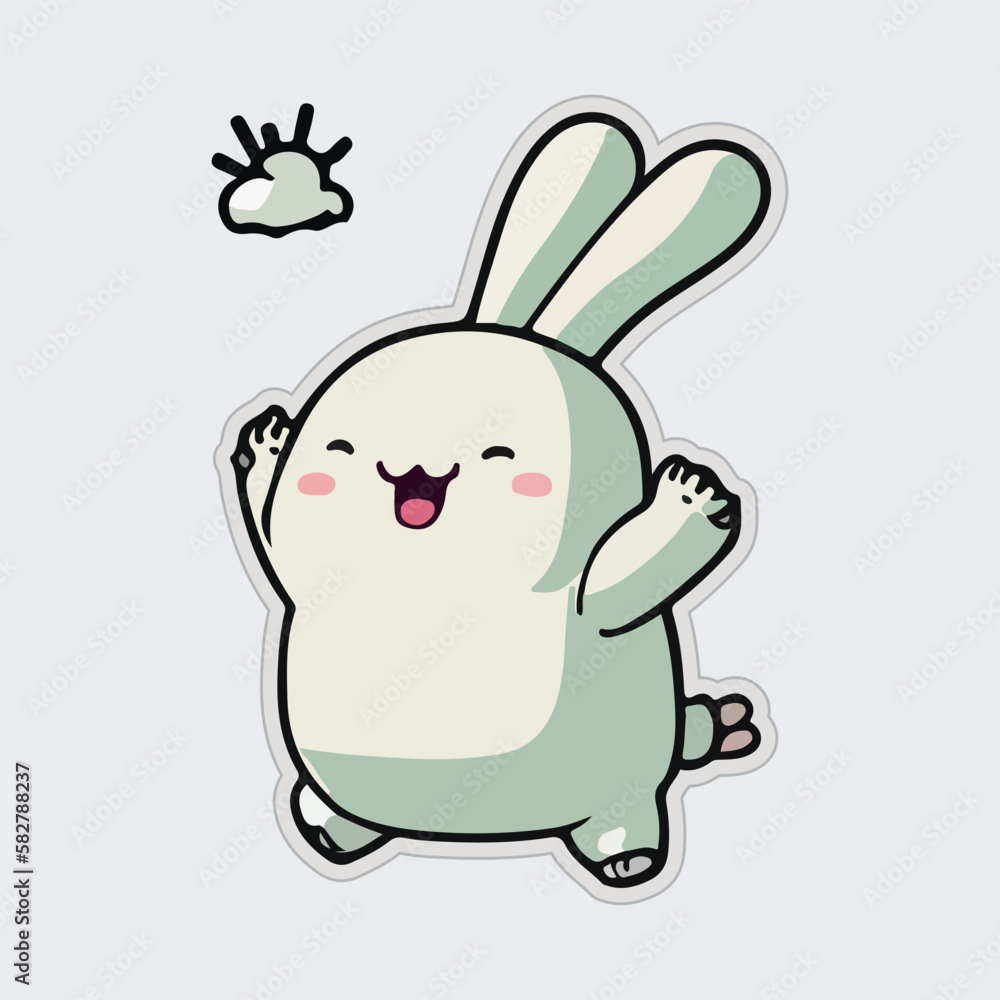 Obraz premium Cute little Bunny Sticker Vector illustration