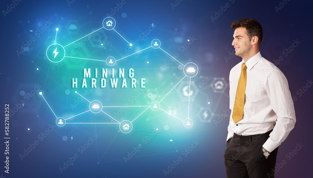 Businessman thinking about technology concept Businessman thinking about technology concept