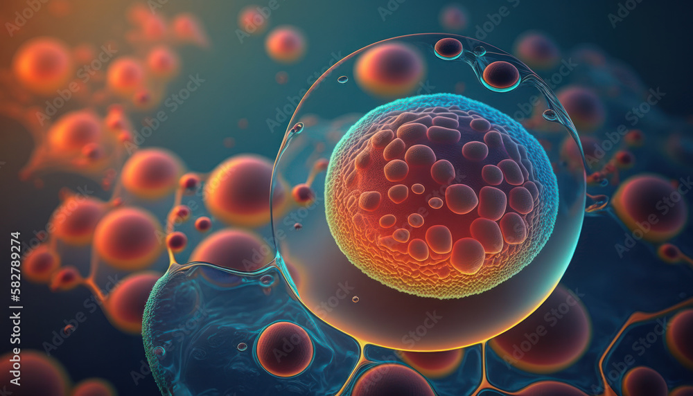 Microscope virus close up illustration created with Generative AI technology Microscope virus close up illustration created with Generative AI technology